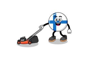 finland illustration cartoon holding lawn mower vector