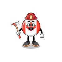 Cartoon mascot of canada flag firefighter vector