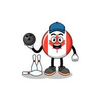 Mascot of canada flag as a bowling player vector