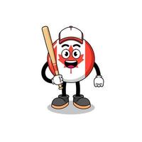 canada flag mascot cartoon as a baseball player vector
