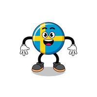 caricatura de la bandera de suecia con gesto sorprendido vector