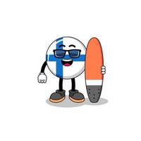 Mascot cartoon of finland as a surfer vector