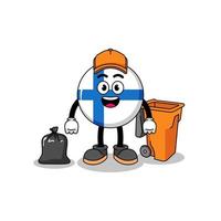 Illustration of finland cartoon as a garbage collector vector