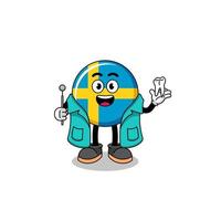 Illustration of sweden flag mascot as a dentist vector