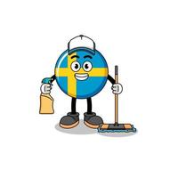 Character mascot of sweden flag as a cleaning services vector