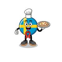 Illustration of sweden flag as an italian chef vector