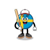 sweden flag mascot cartoon as a baseball player