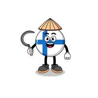 Illustration of finland as an asian farmer vector