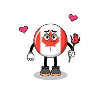 canada flag mascot falling in love vector