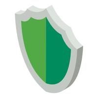 Green shield icon, isometric style vector