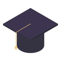 Graduated hat icon, isometric style vector