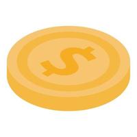 Dollar coin icon, isometric style vector