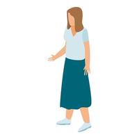 Woman in skirt icon, isometric style vector