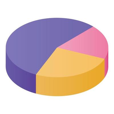 Colorful pie chart icon, isometric style