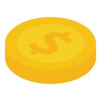 Dollar coin icon, isometric style vector