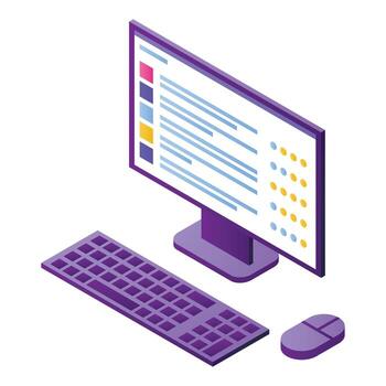 icono de computadora pc, estilo isométrico vector