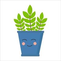 a plant in a blue pot in the face vector