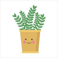 plant in a yellow pot in the face vector