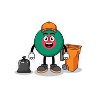 Illustration of bangladesh flag cartoon as a garbage collector vector