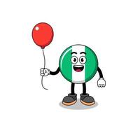 Cartoon of nigeria flag holding a balloon vector