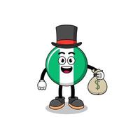 nigeria flag mascot illustration rich man holding a money sack vector