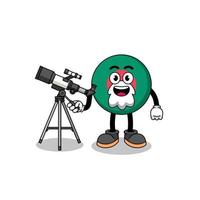 Illustration of bangladesh flag mascot as an astronomer vector