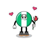 mascota de la bandera de nigeria enamorarse vector