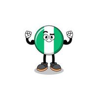 Mascot cartoon of nigeria flag posing with muscle vector