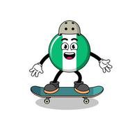 nigeria flag mascot playing a skateboard vector