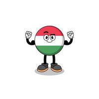 Mascot cartoon of hungary flag posing with muscle vector