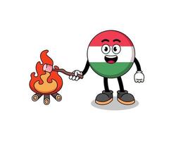 Illustration of hungary flag burning a marshmallow vector