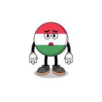 hungary flag cartoon illustration with sad face vector