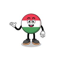 hungary flag cartoon with welcome pose vector