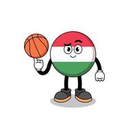 ilustración de la bandera de hungría como jugador de baloncesto vector