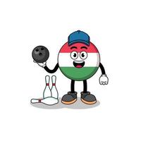 Mascot of hungary flag as a bowling player vector