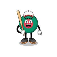 caricatura de la mascota de la bandera de bangladesh como jugador de béisbol vector