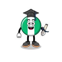 nigeria flag mascot with graduation pose vector