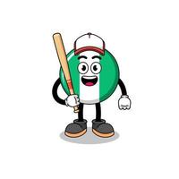 nigeria flag mascot cartoon as a baseball player vector