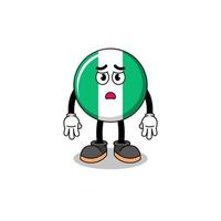 nigeria flag cartoon illustration with sad face vector