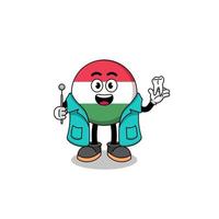 Illustration of hungary flag mascot as a dentist vector