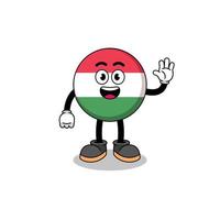 hungary flag cartoon doing wave hand gesture vector