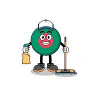mascota del personaje de la bandera de bangladesh como servicio de limpieza vector