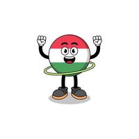 Character Illustration of hungary flag playing hula hoop vector