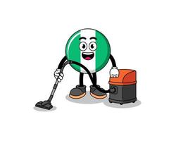 Character mascot of nigeria flag holding vacuum cleaner vector