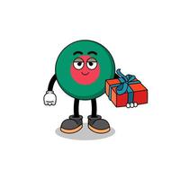 bangladesh flag mascot illustration giving a gift vector