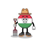 Cartoon mascot of hungary flag farmer vector