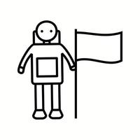 Unique Man With Flag Vector Line Icon