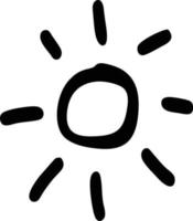 icono de sol en fondo blanco, ilustración del símbolo de icono de sol en negro sobre fondo blanco vector