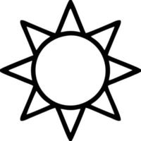 icono de sol en fondo blanco, ilustración del símbolo de icono de sol en negro sobre fondo blanco vector