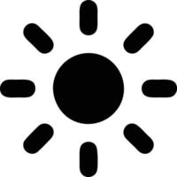 icono de sol en fondo blanco, ilustración del símbolo de icono de sol en negro sobre fondo blanco vector